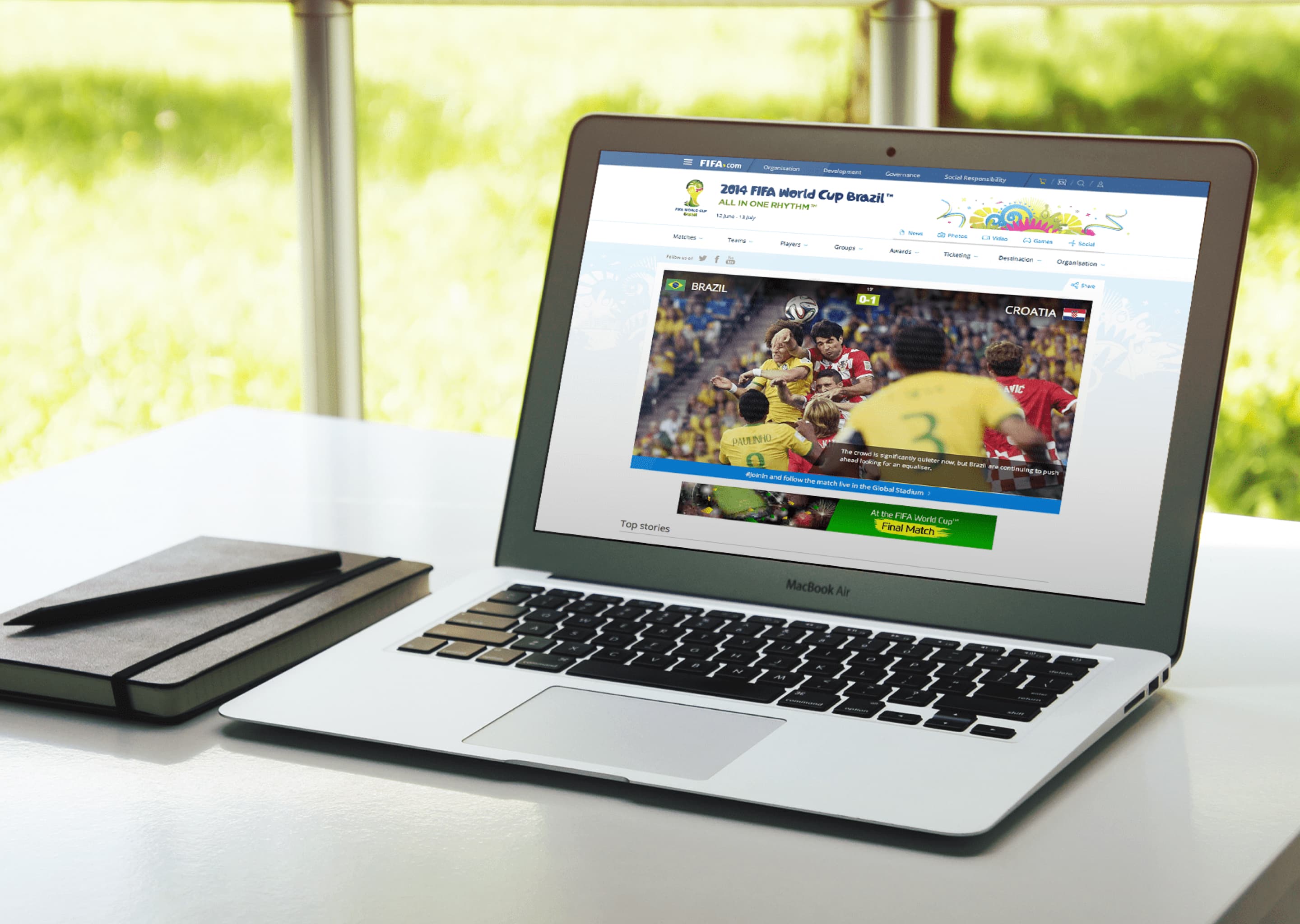 Image showing a mockup of the responsive website designed for the FIFA World Cup 2014
